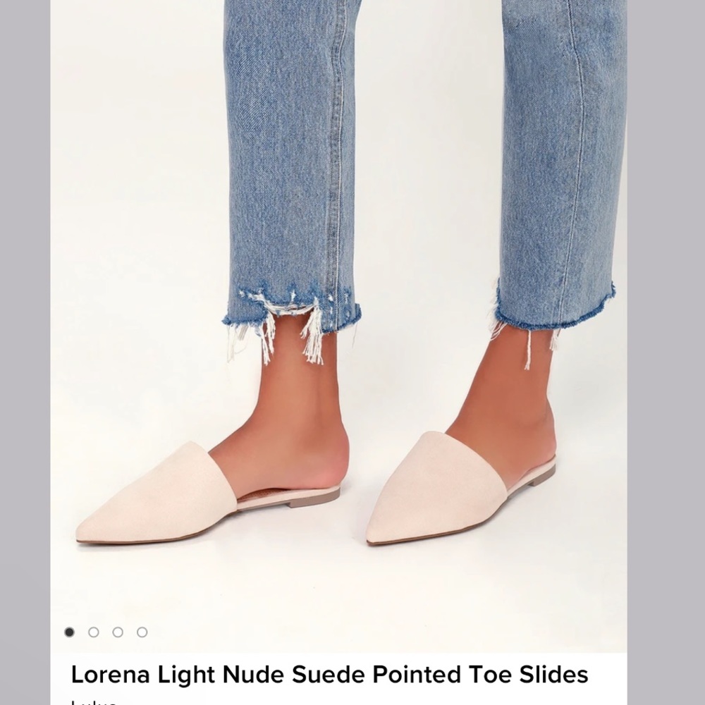 Light Nude Suede Pointed Toe Slides
